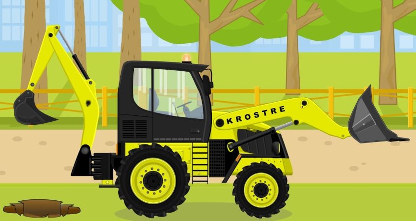 Koparko Ładowarka Maszyny Budowlane Bajka Dla Dzieci | Backhoe Loader #Excavator For Kids